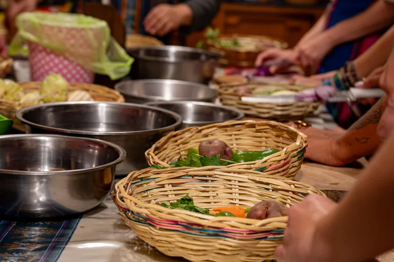 Fresh ingredients laid out for the cooking class
